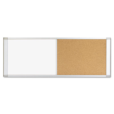 MasterVision Combo Cubicle Workstation Dry Erase/Cork Board, 48x18, Silver Frame BVCXA42003700