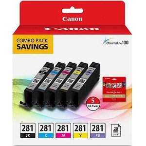 Canon Combo Ink Pack with Glossy Photo Paper (20 Sheets, 5"x5") 2091C006