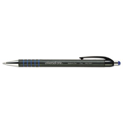 UNV15521 Comfort Grip Ballpoint Retractable Pen, Blue Ink, Fine, Dozen UNV15521