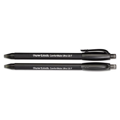 Paper Mate ComfortMate Ultra RT Ballpoint Retractable Pen, Black Ink, Fine, Dozen PAP6380187