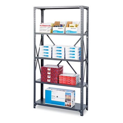 Safco Commercial Steel Shelving Unit, Five-Shelf, 36w x 18d x 75h, Dark Gray SAF6266