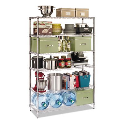 6TCOM1848SR Commercial Wire Shelving, Six-Shelf, 48w x 18d x 72h, Silver ALESW664818SR