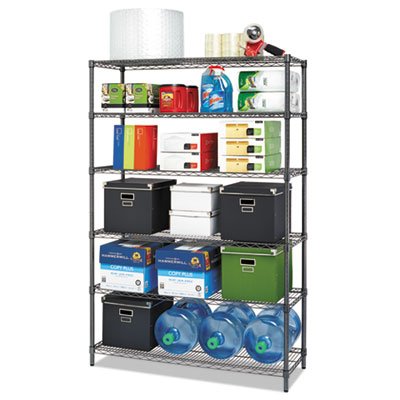 6TCOM4818BA Commercial Wire Shelving, Six-Shelf, 48w x 18d x 72h, Black Anthracite ALESW664818BA