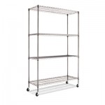 ALESW604818BA Complete Wire Shelving Unit w/Caster, Four-Shelf, 48 x 18 x 72, Black Anthracite ALESW604818BA