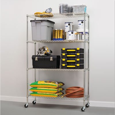 4T601848SR Complete Wire Shelving Unit w/Caster, Four-Shelf, 48 x 18 x 72, Silver ALESW604818SR