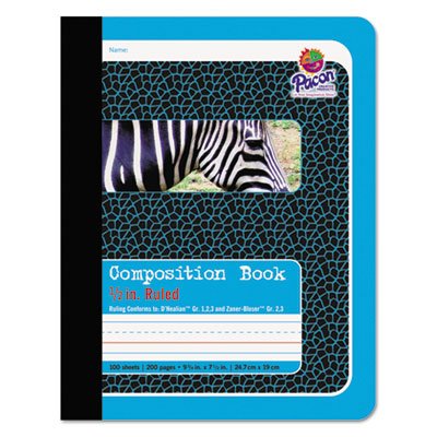 Pacon Composition Book, 1/2" Ruling, 9-3/4 x 7-1/2, 100 Sheets PAC2425