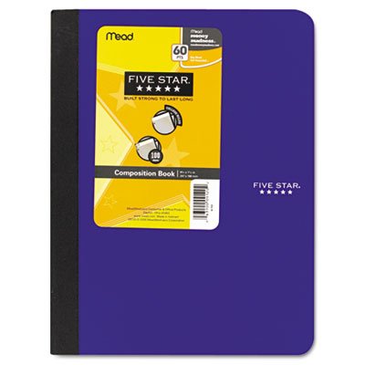 Five Star Composition Book, College Rule, 9 3/4 x 7 1/2, 1 Subject, 100 Sheets, Assorted MEA09120