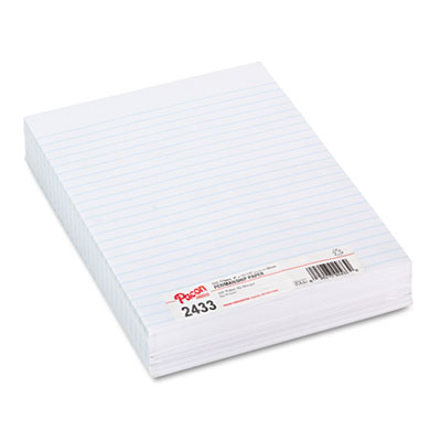 Pacon Composition Paper, 3/8" Ruling, 16 lbs., 8 x 10-1/2, White, 500 Sheets/Pack PAC2433