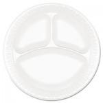 Dart 9CPWC Concorde Foam Plate, 3-Comp, 9" dia, White, 125/Pack, 4 Packs/Carton DCC9CPWCR