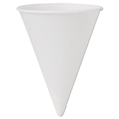 4BR Cone Water Cups, Cold, Paper, 4oz, White, 200/Bag, 25 Bags/Carton SCC4BRCT