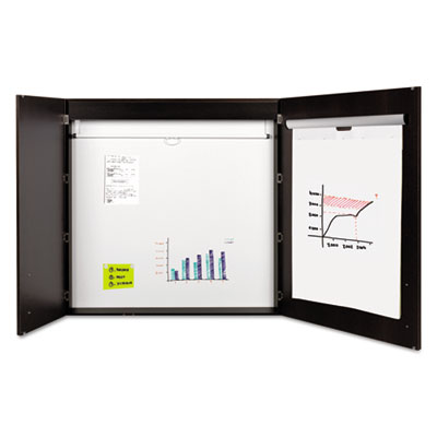 MasterVision Conference Cabinet, Porcelain Magnetic, Dry Erase, 48 x 48, Ebony BVCCAB01010143