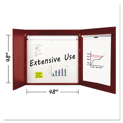MasterVision Conference Cabinet, Porcelain Magnetic, Dry Erase, 48 x 48, Cherry BVCCAB01010130