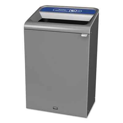 Rubbermaid Commercial Configure Indoor Recycling Waste Receptacle, 33 gal, Gray, Mixed Recycling RCP1961629