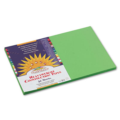 SunWorks Construction Paper, 58 lbs., 12 x 18, Bright Green, 50 Sheets/Pack PAC9607