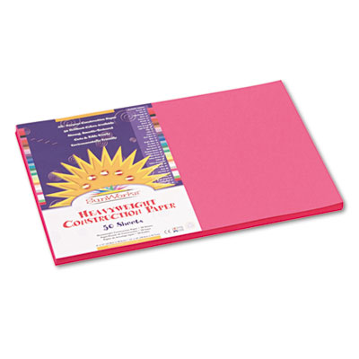SunWorks Construction Paper, 58 lbs., 12 x 18, Hot Pink, 50 Sheets/Pack PAC9107