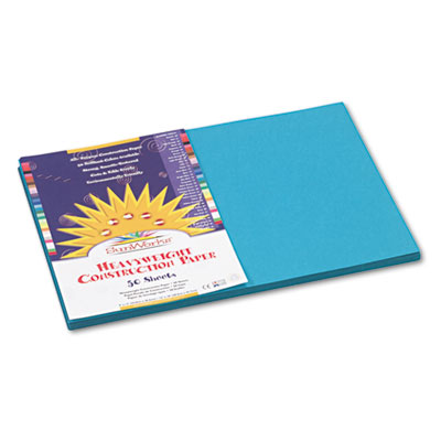 SunWorks Construction Paper, 58 lbs., 12 x 18, Turquoise, 50 Sheets/Pack PAC7707