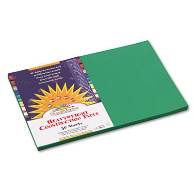 Sunworks Construction Paper, 58 lbs., 12 x 18, Holiday Green, 50 Sheets/Pack PAC8007