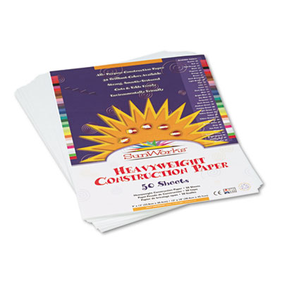 SunWorks Construction Paper, 58 lbs., 9 x 12, Bright White, 50 Sheets/Pack PAC8703