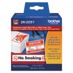Brother Continuous Paper Label Tape, 2.4" x 50 ft, Black/White BRTDK2251