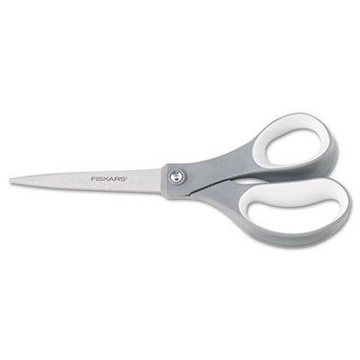 Fiskars Contoured Performance Scissors, 8" Long, 3.13" Cut Length, Gray Straight Handle FSK01004761J