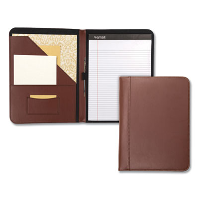 Samsill Contrast Stitch Leather Padfolio, 8 1/2 x 11, Leather, Tan SAM71716