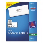 Avery Copier Mailing Labels, 1 3/8 x 2 13/16, White, 2400/Box AVE5363