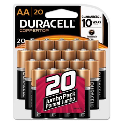 CopperTop Alkaline Batteries with Duralock Power Preserve Technology, AA, 20/Pk DURMN1500B20Z