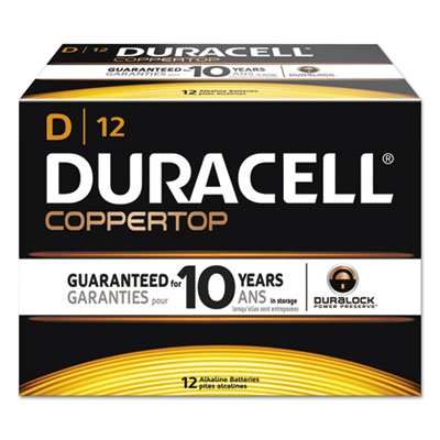 Duracell CopperTop Alkaline Batteries with Duralock Power Preserve Technology, D, 12/Box DURMN1300