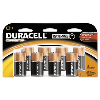 Duracell CopperTop Alkaline Batteries with Duralock Power Preserve Technology, C, 8/Pk DURMN14RT8Z