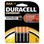 Duracell CopperTop Alkaline Batteries with Duralock Power Preserve Technology, AAA, 4/Pk DURMN2400B4Z