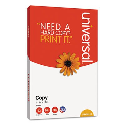 UNV28110 Copy Paper, 92 Brightness, 20lb, 11 x 17, White, 2500 Sheets/Carton UNV28110