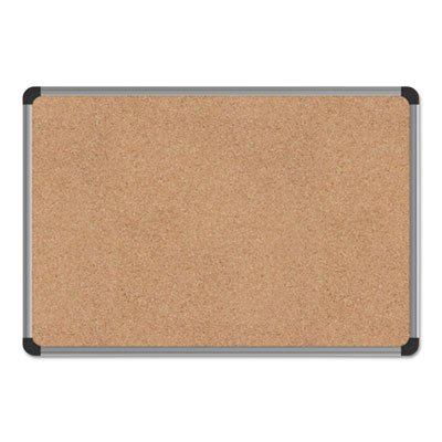 UNV43712 Cork Board with Aluminum Frame, 24 x 18, Natural, Silver Frame UNV43712