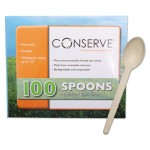 Conserve Corn Starch Cutlery, Spoon, White, 100/Pack BAU10232