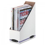 Bankers Box Corrugated Cardboard Magazine File, 4 x 9 1/4 x 11 3/4, White, 12/Carton FEL10723