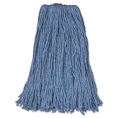 RCP F518-12 BLU Cotton/Synthetic Cut-End Blend Mop Head, 24oz, 1" Band, Blue, 12/Carton RCPF51812BLU