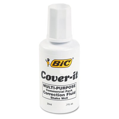 BIC Cover-It Correction Fluid, 20 ml Bottle, White BICWOC12WE