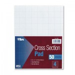 Tops Cross Section Pads, 4 Squares, 8 1/2 x 11, White, 50 Sheets TOP35041