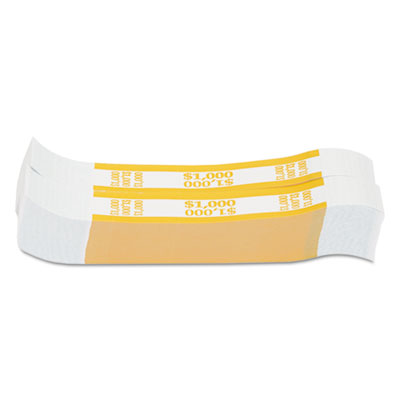 Pap-R Products Currency Straps, Yellow, $1,000 in $10 Bills, 1000 Bands/Pack CTX401000