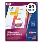 Avery Customizable TOC Ready Index Multicolor Dividers, 5-Tab, Letter, 24 Sets AVE11167