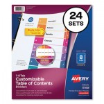 Avery Customizable TOC Ready Index Multicolor Dividers, 8-Tab, Letter, 24 Sets AVE11168