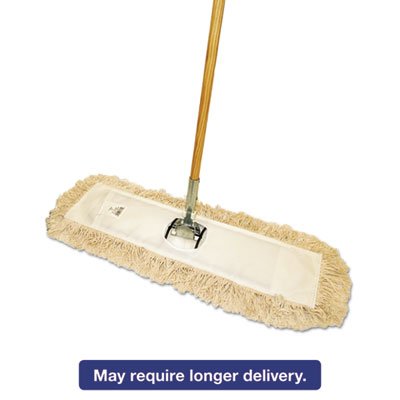 Cut-End Dust Mop Kit, 36 x 5, 60" Wood Handle, Natural BWKM365C