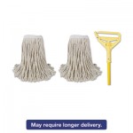 Cut-End Mop Kits, #24, Natural, 60" Metal/Plastic Handle, Yellow BWK5324C