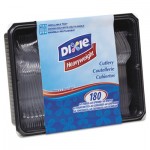 Dixie CH0180DX7 Cutlery Keeper Tray w/Clear Plastic Utensils: 600 Forks, 600 Knives, 600 Spoons DXECH0180DX7CT