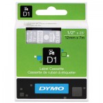 DYMO D1 High-Performance Polyester Removable Label Tape, 0.5" x 23 ft, White on Clear DYM45020