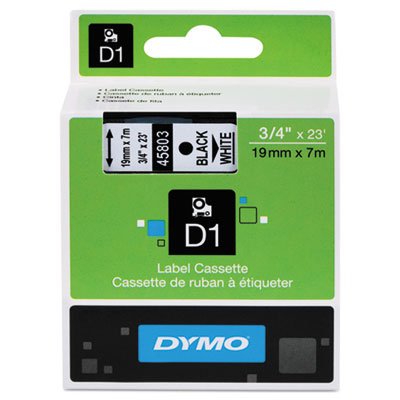 DYMO D1 Polyester High-Performance Removable Label Tape, 3/4in x 23ft, Black on White DYM45803