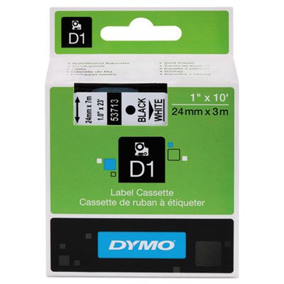 DYMO D1 Polyester High-Performance Removable Label Tape, 1in x 23ft, Black on White DYM53713