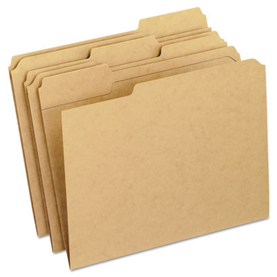 Pendaflex RK152 1/3 Dark Kraft File Folders with Double-Ply Top, 1/3-Cut Tabs, Letter Size, Kraft, 100