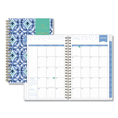 Blue Sky Day Designer Tile Weekly/Monthly Planner, 8 x 5, Blue/White Cover, 2021 BLS101410