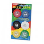 Chartpak Deco Bright Decorative Tape, 1/8" x 324", Red/Black/Blue/Green/Yellow, 6/Pack CHADEC001