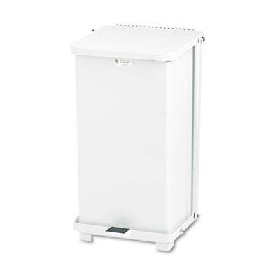 Rubbermaid Commercial FGST12EPLWH Defenders Biohazard Step Can, Square, Steel, 6.5 gal, White RCPST12EPLWH